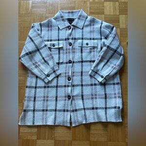 Rachel Zoe Woman’s 1X Plaid Shacket cream purple pink